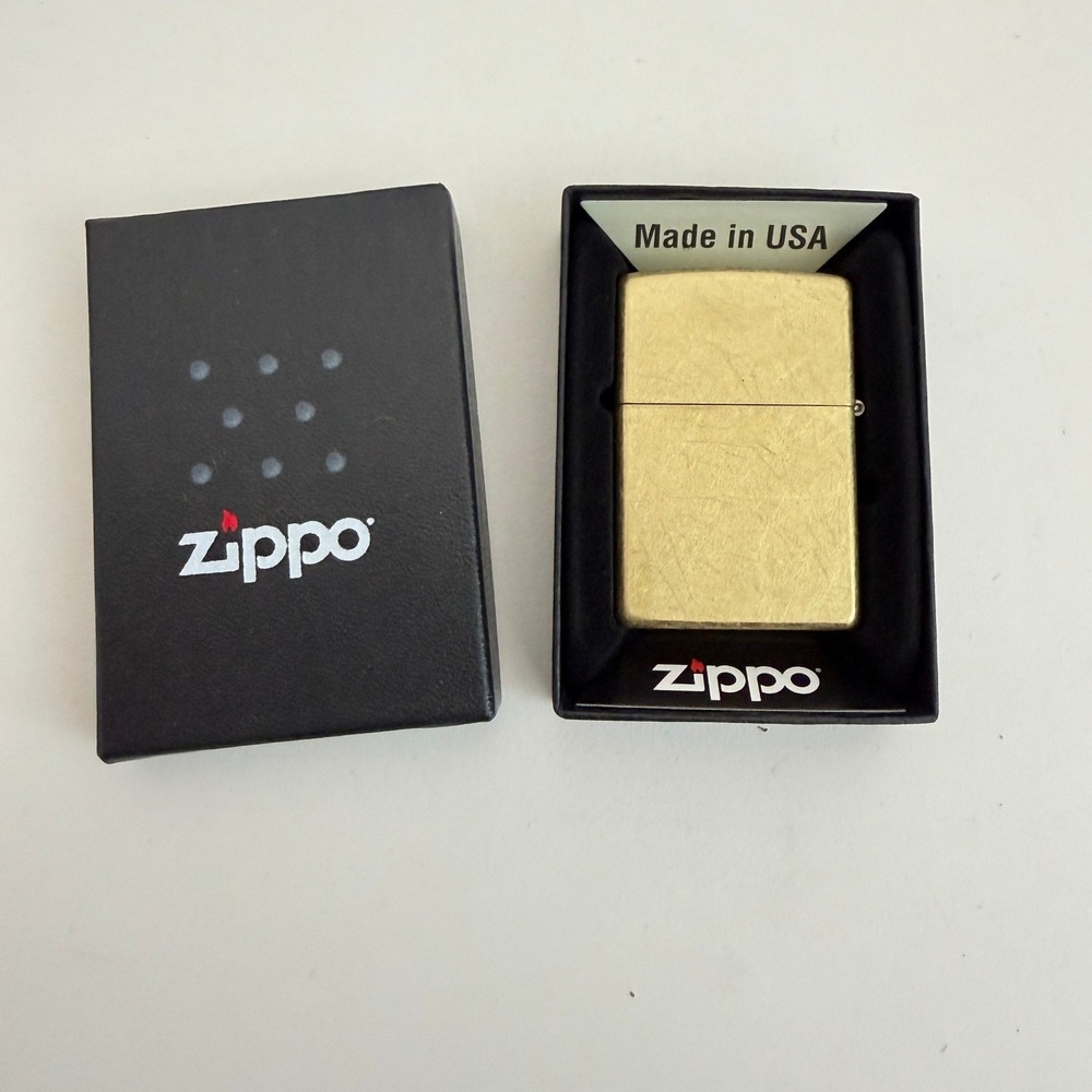 Zippo Tumbled Brass Windproof Pocket Lighter 28449 Made in USA New in Box